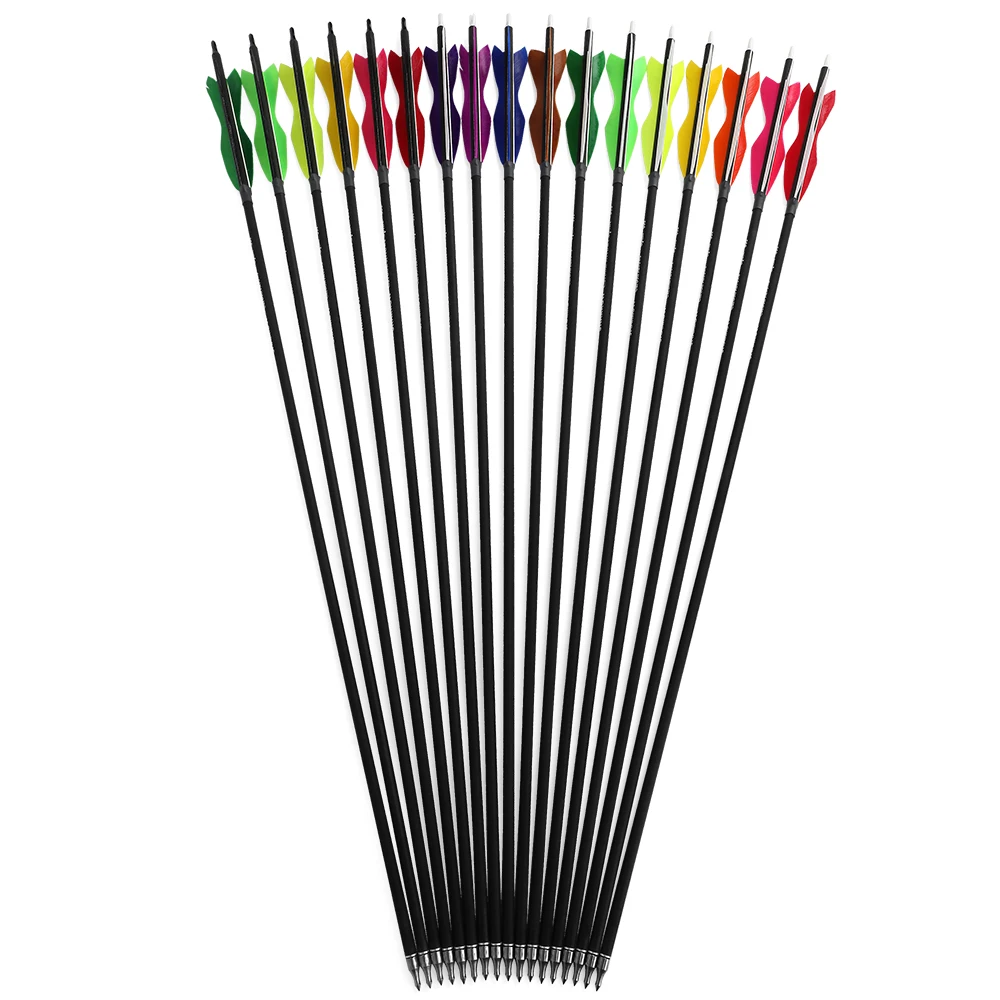 6/12 Uds. Flechas de tiro con arco de 31,5 pulgadas OD7.8mm eje de flechas de carbono 5 ''plumas de pavo para arco caza al aire libre tiro práctica de objetivo - imagen 5
