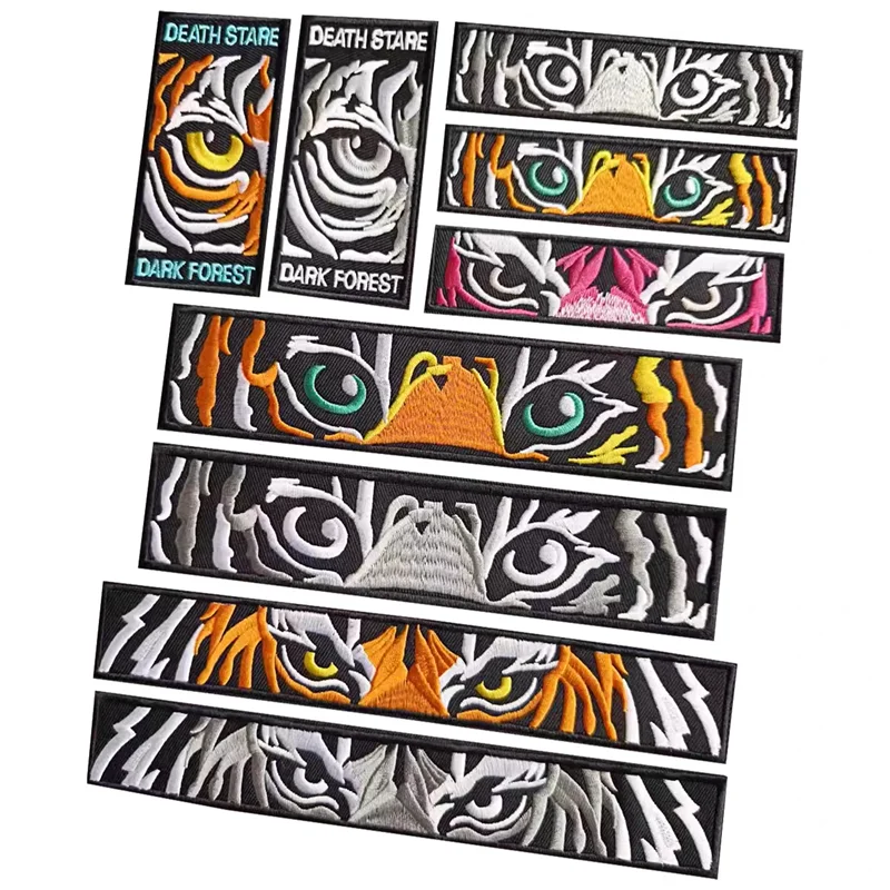Parche táctico bordado tigre bosque oscuro con mirada mortuoria