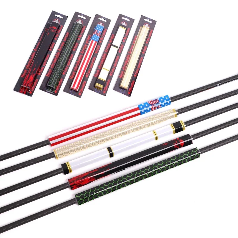 Pegatina de eje de flecha retráctil para tiro con arco, papel de envoltura para madera, bambú, carbono, fibra de vidrio, bricolaje, caza, 15 piezas - imagen 3