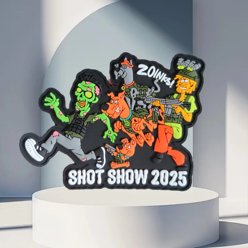 Parches de PVC SHOW 2025, esqueleto de batalla de perro, brazalete táctico, insignia de moral con gancho y bucle, pegatinas para mochila, parches para ropa