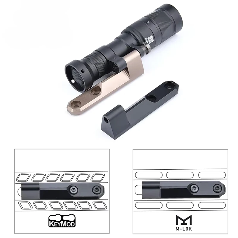 ARIS Inline Scout Pro Mount Airsoft luz exploradora táctica Base de riel lateral para Surefir M300 M600A M340 M640 WeaponLight Mlok Keymod