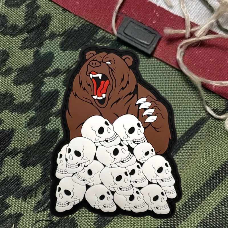 Parche de PVC irritable de oso marrón para humanos, chaleco táctico con gancho y bucle, insignia de moral, pegatinas para mochila, parches para brazalete para ropa - imagen 3