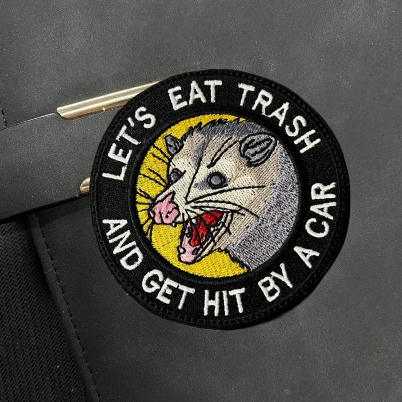 Parche de velcro de gato negro, insignia de moral de rata, brazalete que permite comer basura y ser golpeada por un coche, insignia táctica - imagen 5