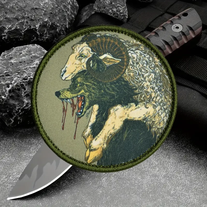 Ropa de un lobo en oveja, insignia de moral táctica, parches, accesorios para brazalete, gancho y bucle, parche militar del ejército, pegatinas para mochila - imagen 4