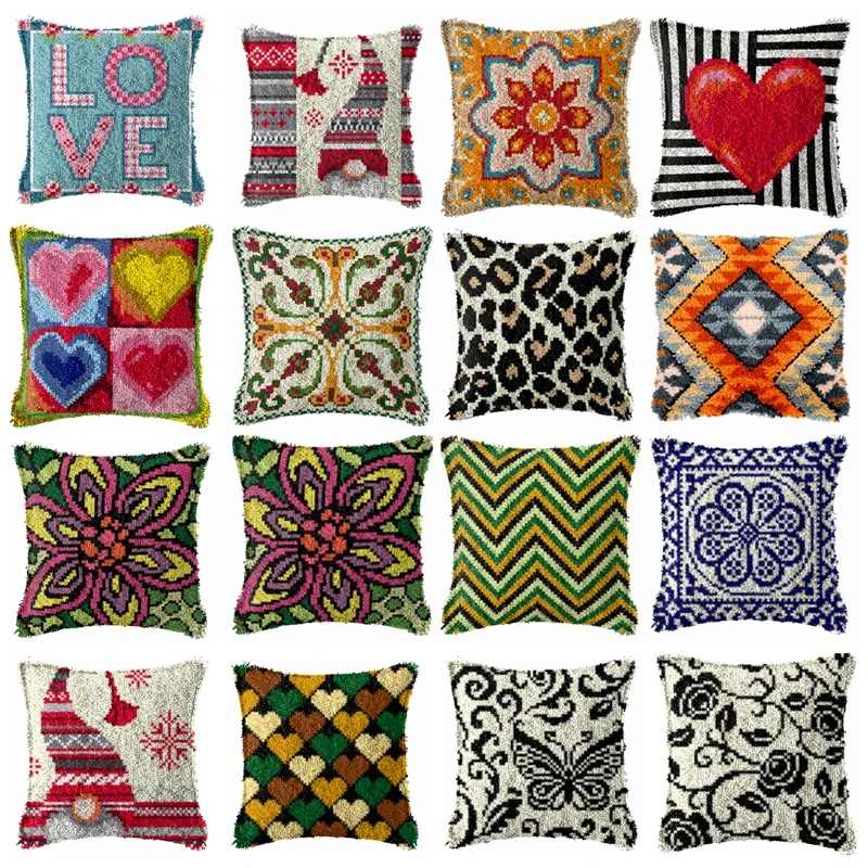 Juego de ganchos de pestillo de estilo clásico Vintage, Kit de gancho de pestillo de bordado, flores Datura, paquete de almohadilla de botón de almohada hecho a mano, bricolaje