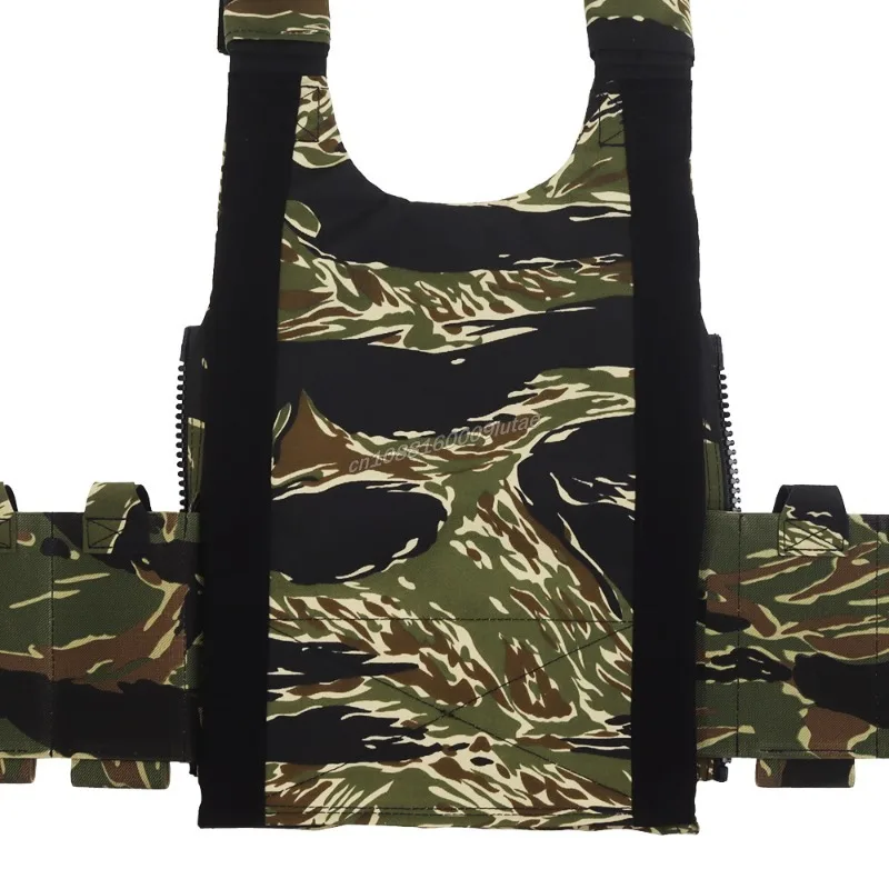 Juego de portador de placa LV119, chaleco táctico con rayas de tigre, equipo de caza Molle Airsoft ligero de liberación rápida con bolsa Triple Mag - imagen 4