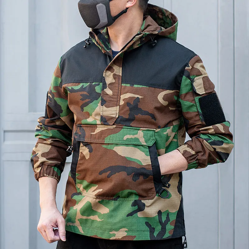 Jersey de canguro de camuflaje táctico para hombre, chaqueta para senderismo al aire libre, Camping con múltiples bolsillos, ropa de moda de alta calidad - imagen 4