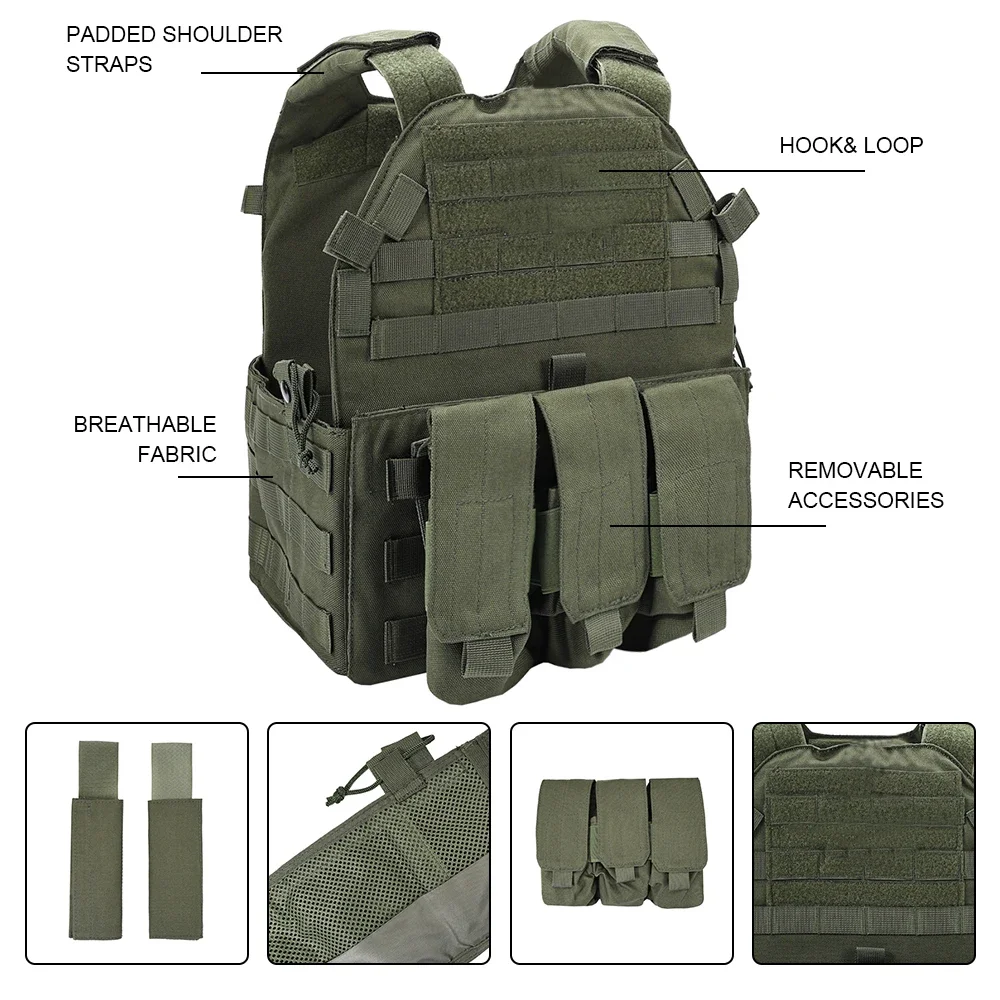 SINAIRSOFT-chaleco táctico Molle Airsoft, armadura corporal de combate, portador de placa con bolsas para revistas, chalecos de caza - imagen 4