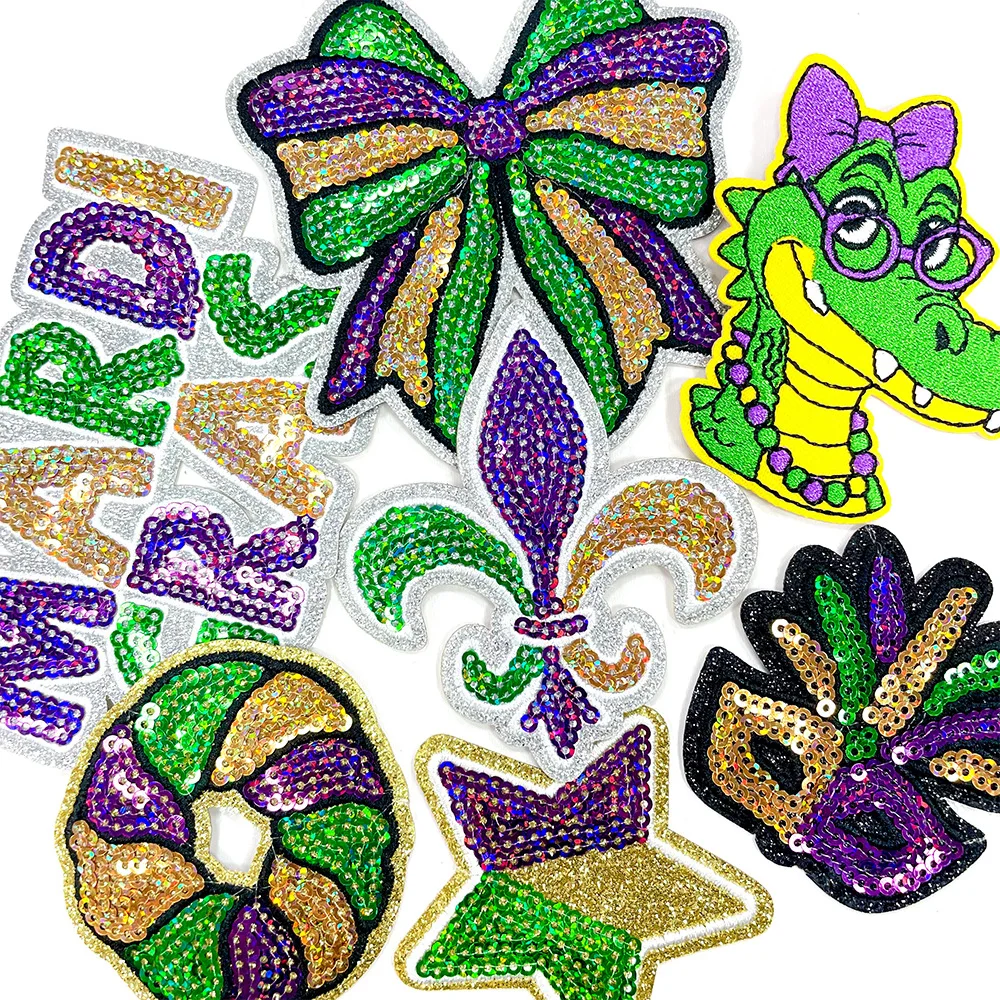 Parche bordado con plancha de Mardi Gras de Nueva Orleans, diseño de cuentas de máscara festiva para chaqueta, chaleco, insignia de celebración de fiesta, 2026 - imagen 2