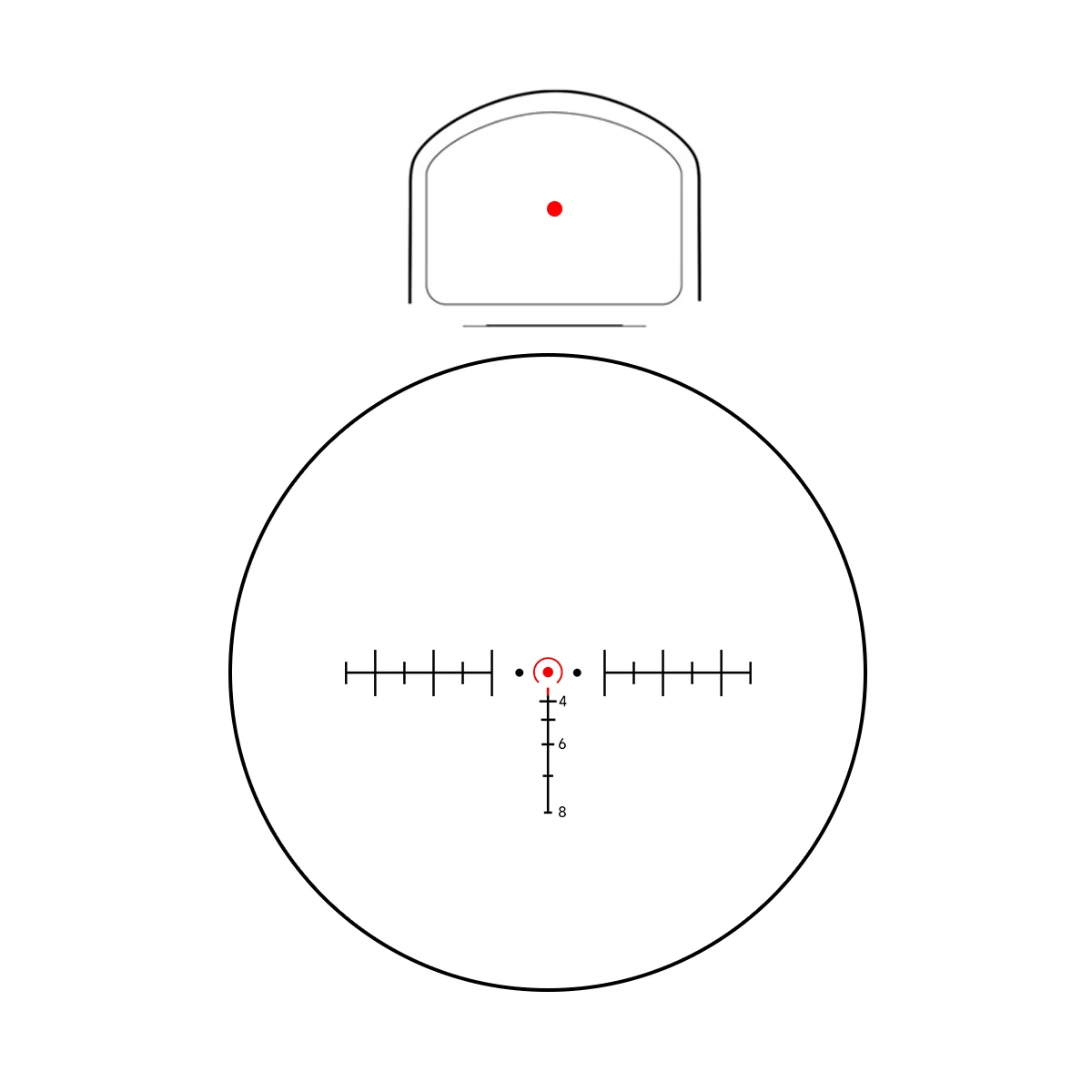 Mira telescópica de punto rojo, semicírculo/triangular, fibra de vidrio auténtica roja, óptica de grabado, caza, lupa, 1x35, 3,5x3,5/4x32, 5x35, semicírculo - imagen 4