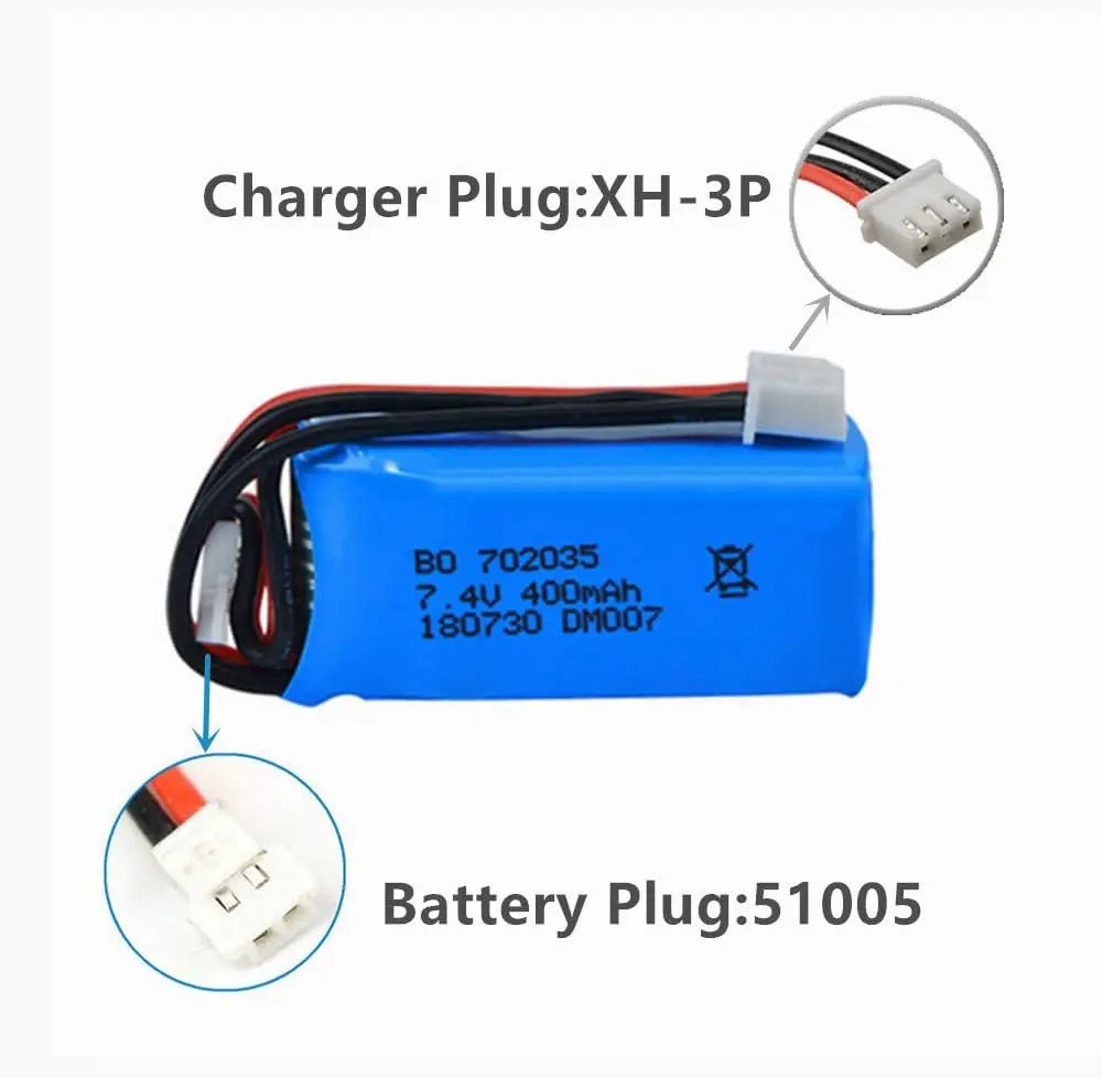 7.4V 400mAh 2S 702035   Batería Lipo XH2.54 enchufe con cargador USB para DM007 RC avión Quadcopter Drone helicóptero piezas de juguete - imagen 4
