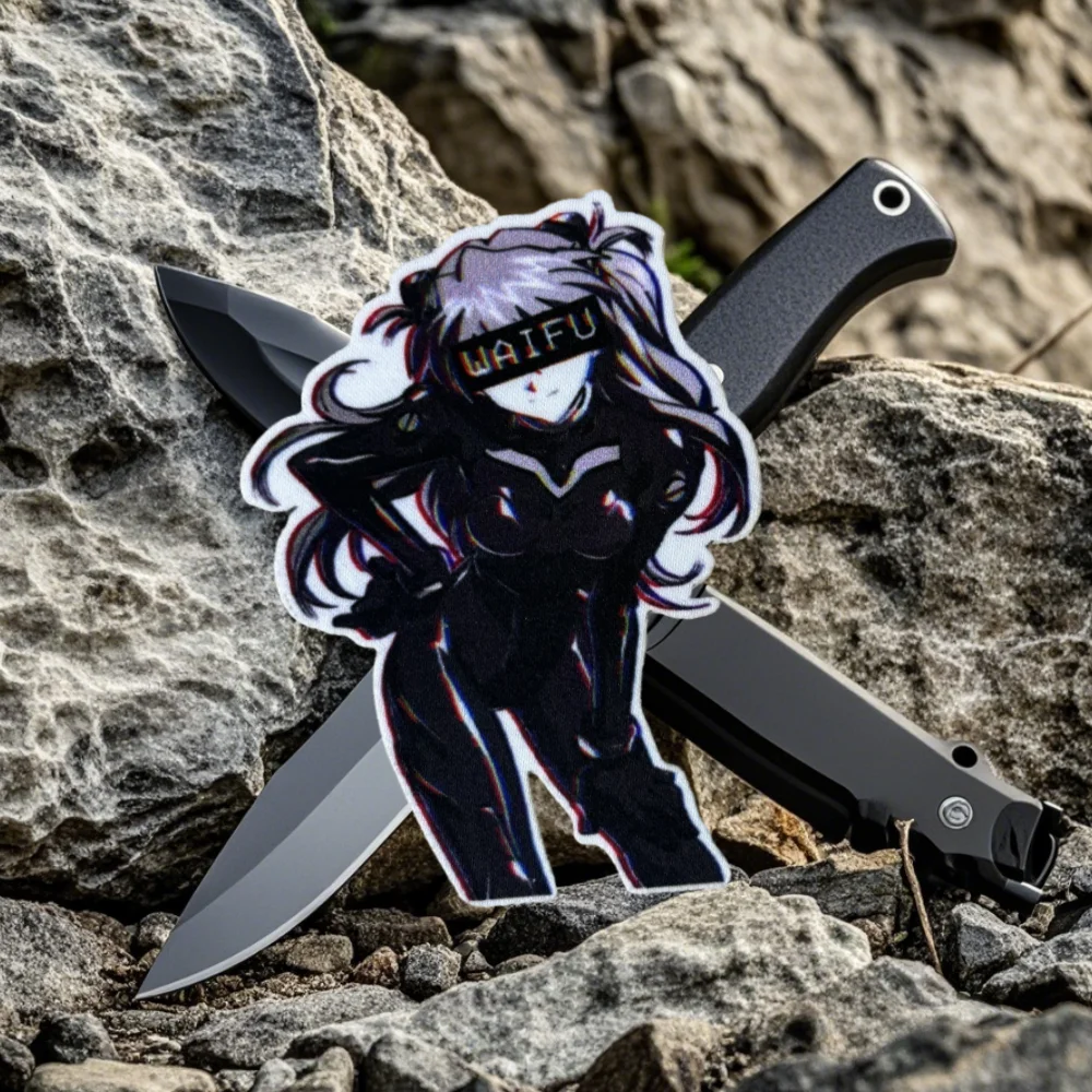 Parche táctico de Chica de Anime para ropa, emblema de gancho y bucle impreso para niñas Waifu, insignia de moral militar, brazalete, pegatinas para mochila - imagen 5