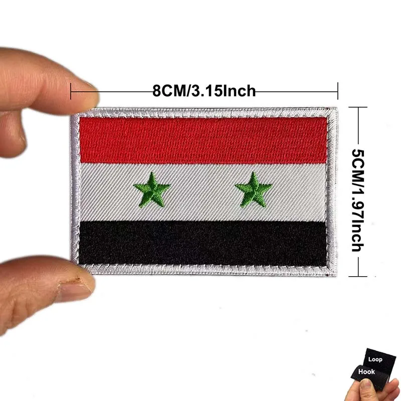 Parches bordados con apliques de tela con emblema de bandera siria con gancho y bucle, insignias tácticas militares, pegatinas para ropa en brazalete - imagen 5