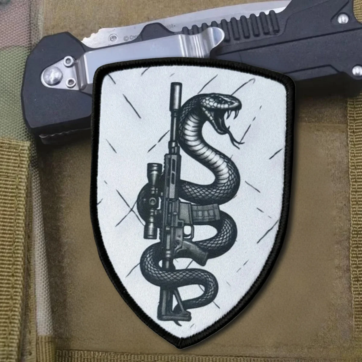 Parche táctico de serpiente "Sniper", parches de gancho y bucle, insignia de moral de Chevron, brazalete del ejército militar, pegatinas para mochila - imagen 3