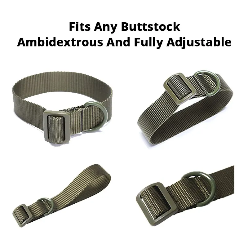 Adaptador de eslinga para pistola táctica, color verde militar, resistente, bucle de anillo en D, correas de nailon, accesorio de correa para hombro para escopeta, Rifle, culata - imagen 4