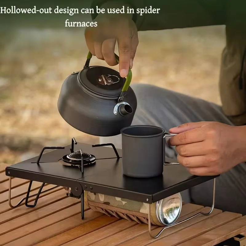 Mesa plegable para exteriores, mesa de Picnic portátil, estufa de Cassette, placa de acero, mesa de estufa de araña, mesa de aislamiento térmico para acampar - imagen 3