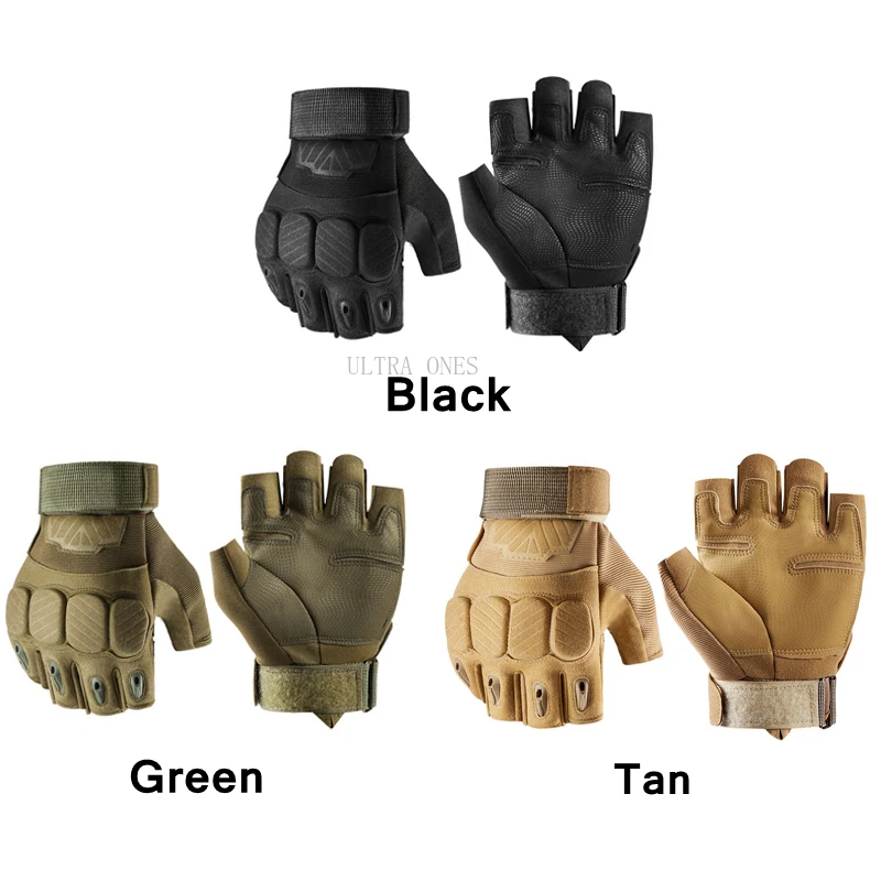 Guantes tácticos de medio dedo para trabajo al aire libre, protección transpirable para escalada, caza, tiro, Airsoft, ajustables - imagen 2
