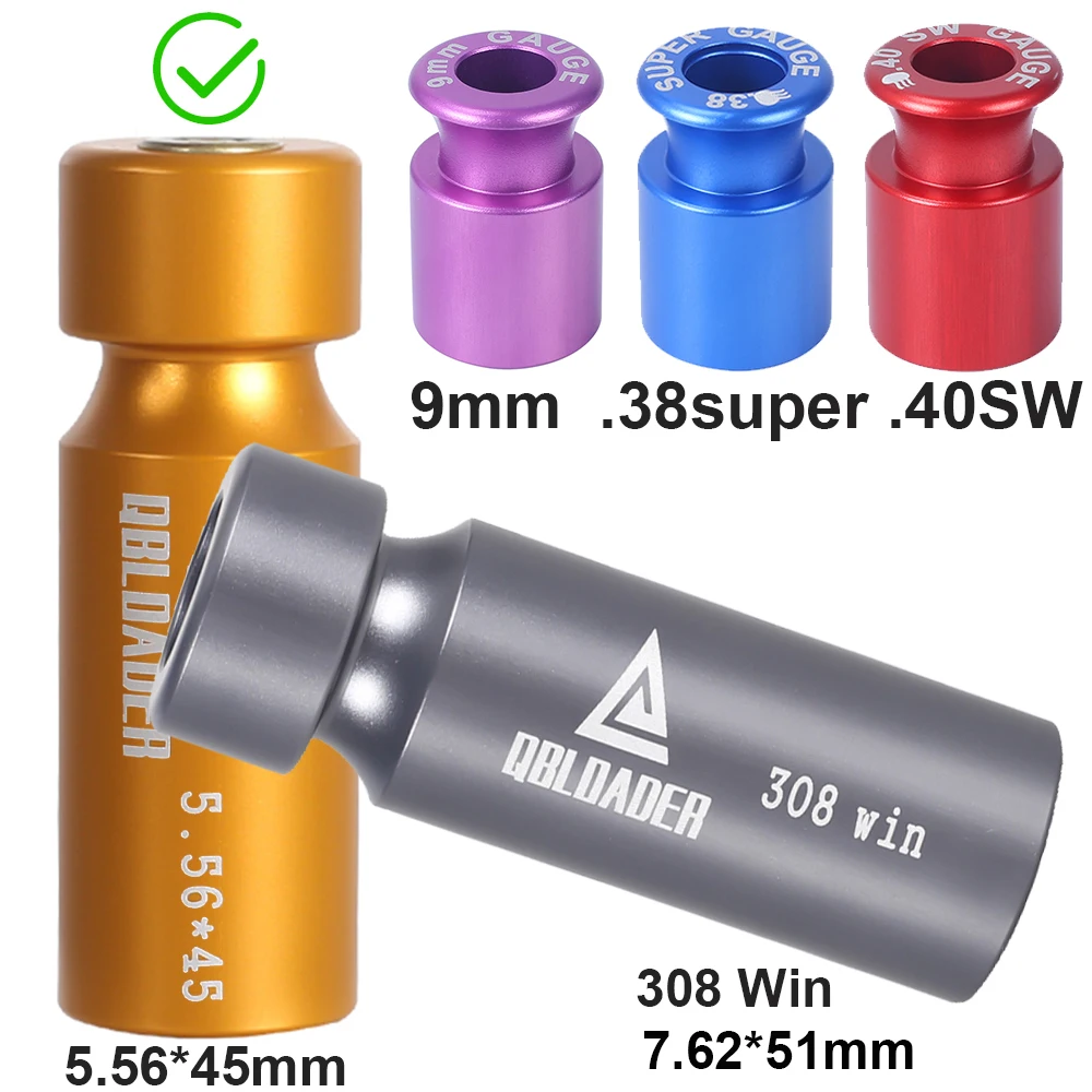 Comprobador de munición táctico, cartucho de pistola para Rifle, comprobador de cámara 5,56*45 308Win/7,62*51 9mm.38super.40S y W, comprobador de recarga