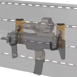 Estante de exhibición de pared de equipo táctico, gancho en J para pistola, Rifle, escopeta, Airsoft, casco rápido, chaleco de caza, gancho portador de placa, 2 uds.