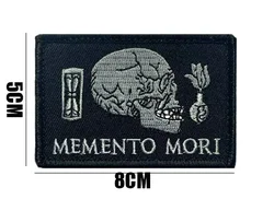 Parche táctico Memento Mori con velcro hook y loop para mochila