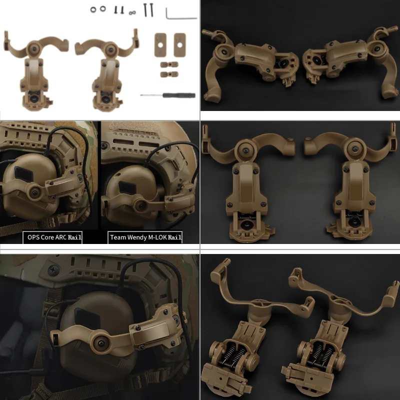 Soporte de auriculares táctico con riel de arco para casco táctico COMTAC II COMTAC III soporte funcional - imagen 4