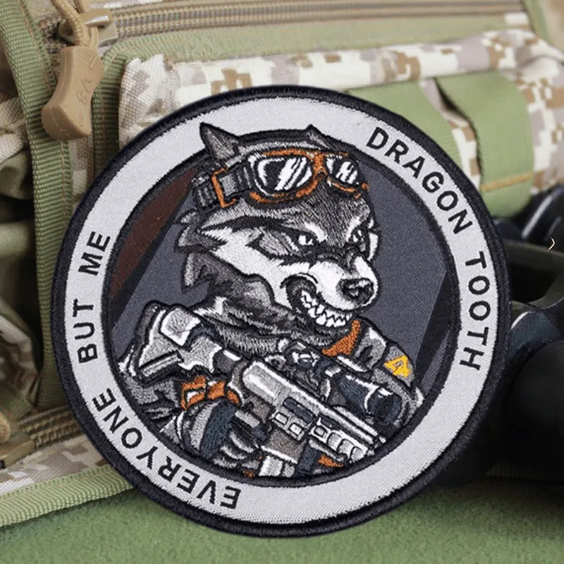 Parche bordado 3D de perro bestia, insignia de moral táctica de Animal, pegatinas decorativas para mochila Hok y bucle, parches DIY para ropa - imagen 2