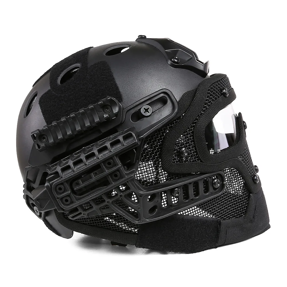 Casco táctico militar para hombre, máscara de combate con alambre de acero, Airsoft, completo, Paintba - imagen 2