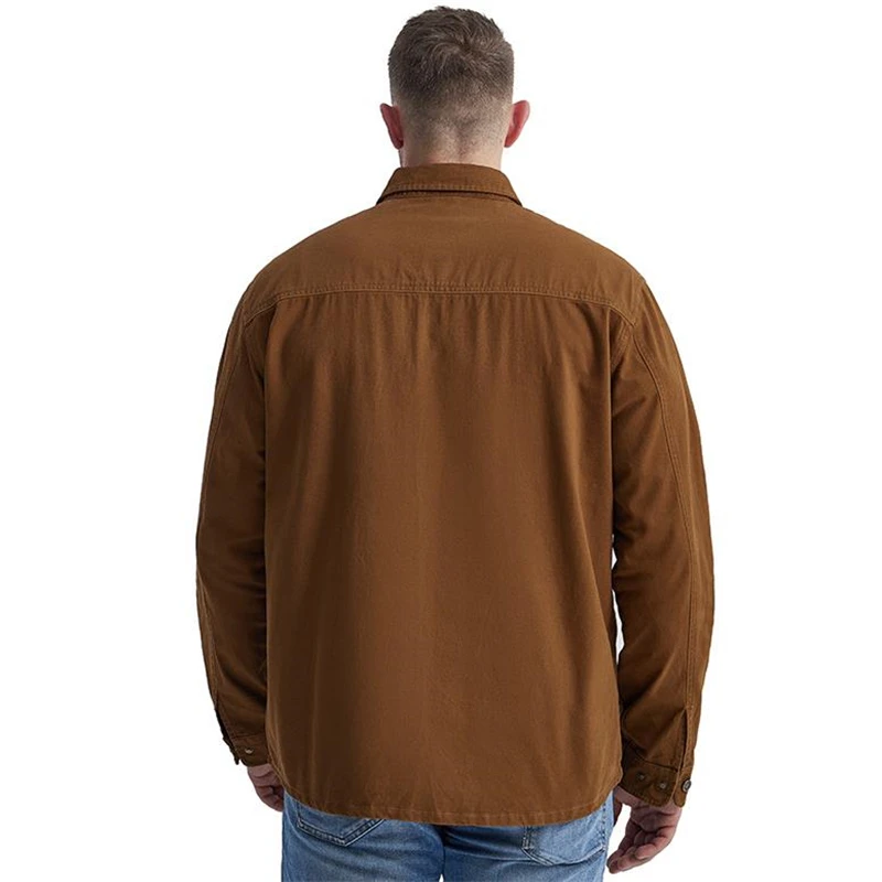 Camisa de algodón lavado de alta calidad para hombre, camisas casuales de Color sólido, blusa con cuello vuelto, Tops de manga larga - imagen 2