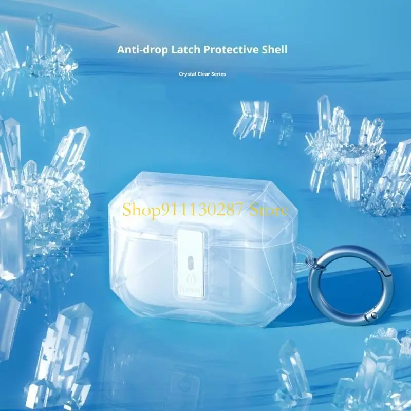 Funda protectora transparente J1HC Secure Lock para Pods Pro3 con luz carga LED y bolígrafo limpieza incluido - imagen 3