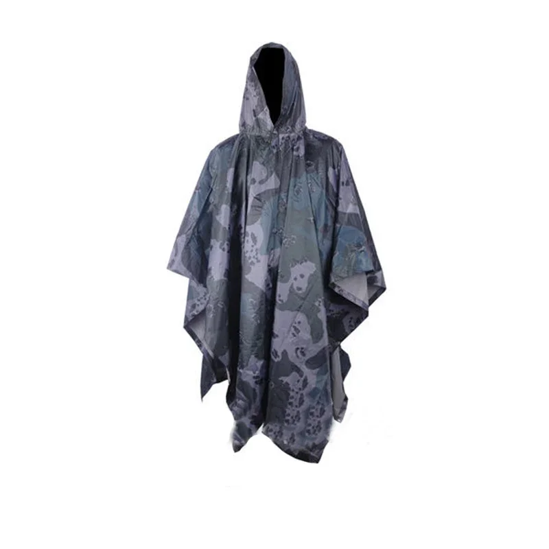 Chubasquero de camuflaje multifuncional 3 en 1 para exteriores, Poncho para refugio solar, equipo de lluvia, chaqueta para lluvia para senderismo al aire libre, viaje, bicicleta - imagen 4