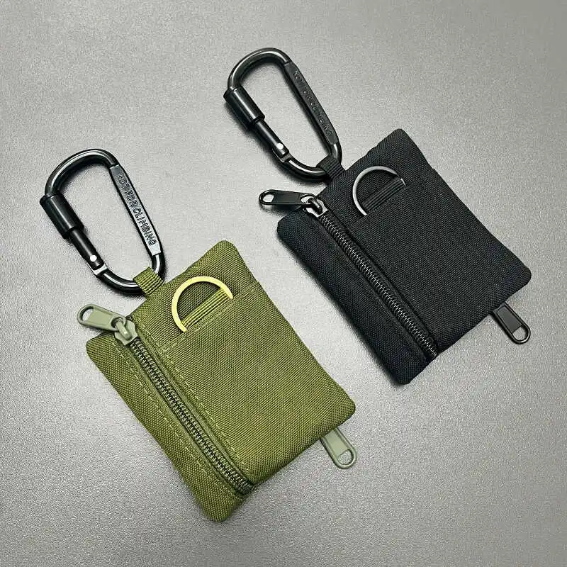 Monedero al aire libre con cremallera, bolsa para llaves, bolsa de almacenamiento deportiva con cremallera de lona, bolsa colgante pequeña, bolsa para tarjetas - imagen 2