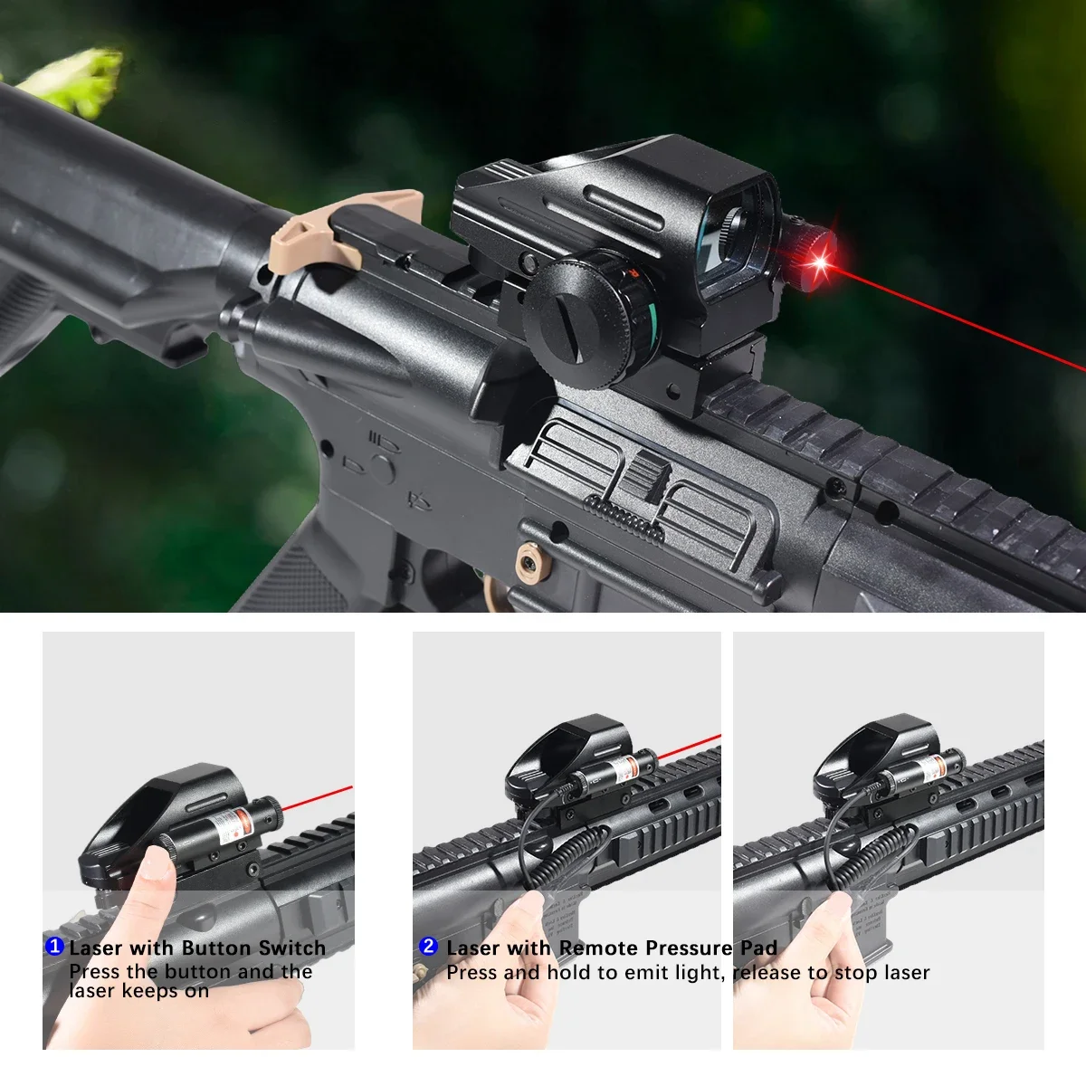 HD103 con láser rojo punto verde mira táctica Airsoft alcance holográfico diseñado punto colimador reflejo caza Rifle alcance - imagen 3