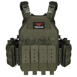Yakeda-Chaleco portador de placa de nailon 1000D, protector para caza al aire libre, chaleco Molle ajustable para combate Airsoft