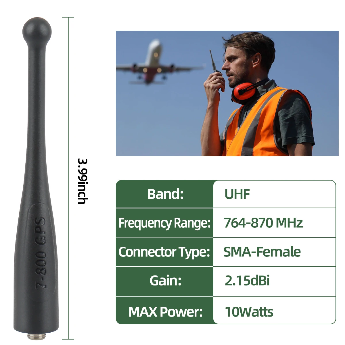 ABBREE 7-800 antena GPS SMA hembra UHF 764-870MHz antena rechoncha para Motorola APX serie APX 1000 4000 6000 APX 6000XE 8000XE - imagen 3