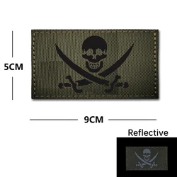 Cráneo pirata bordado parche reflectante táctico para mochila
