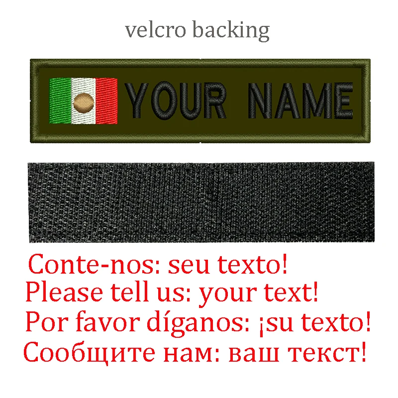 Parches bordados personalizados de nombre de la bandera de México, pegatinas de insignias para coser en el respaldo del gancho, transferencia de hierro para bolsas de pistola Airsoft del ejército - imagen 3