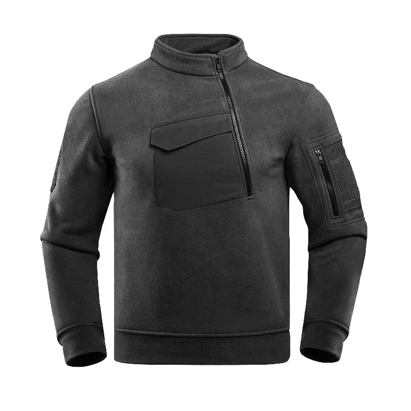 Chaqueta de cuello de lana gruesa para hombre, parte superior de felpa, camisa de fondo cálido de cuello alto para exteriores, Otoño e Invierno - imagen 3