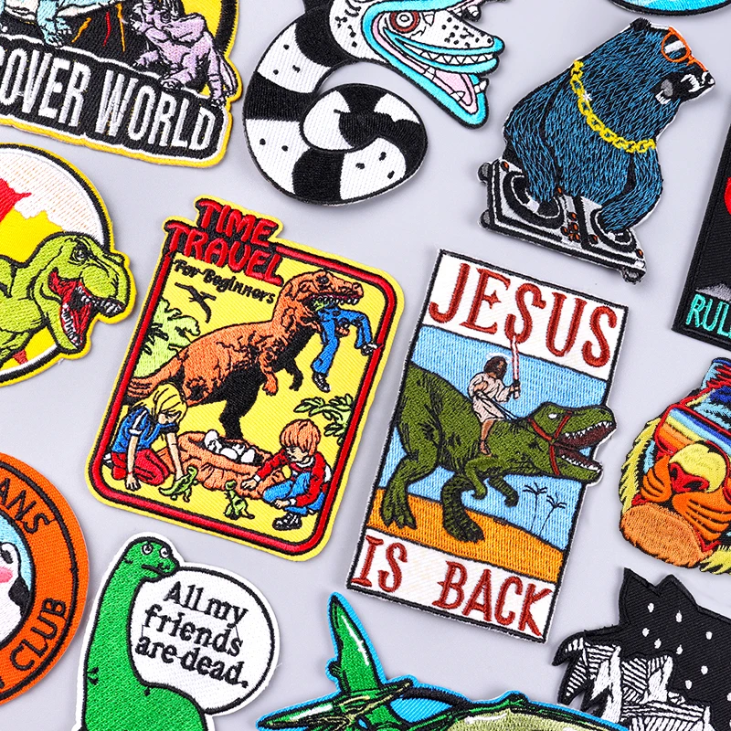 Diansour parches termoadhesivos para planchar para ropa, parches bordados de animales con paisaje de aventura en ropa DIY