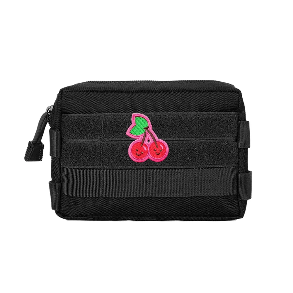 Parche táctico de dibujos animados de cereza doble, pegatina de Velcros de moral, insignia bordada, gancho, cierre de bucle, gorra DIY, mochila, pantalones vaqueros - imagen 4