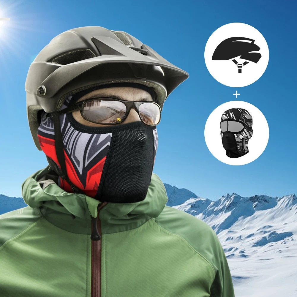 Pasamontañas de lana para invierno, máscara facial completa para ciclismo, calentador de cuello, senderismo, esquí, forro para casco, deportes, Snowboard, bufanda, capucha, gorra para hombres y mujeres - imagen 3