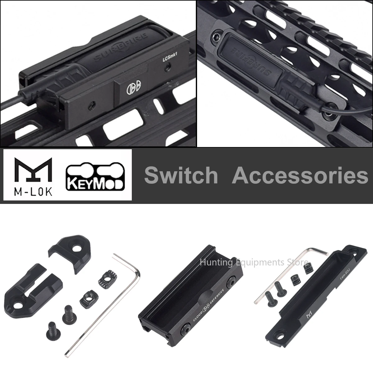 Surefire M600 M300 m-lok Keymod cinta remota interruptor de almohadilla de presión 20mm placas de montaje en riel accesorios Scout luz linterna 3 tipos