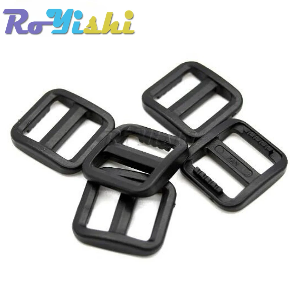 Hebillas de plástico ajustables para Collar de perro, arnés para mochila, correas negras, deslizador Tri Glide de 5/8 "(15mm), 10 unids/lote por paquete