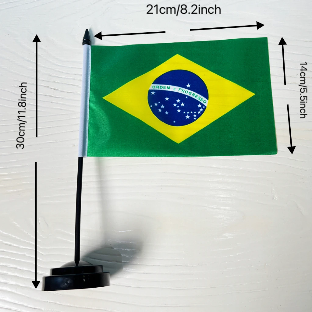 Gabinete de escritorio de oficina de 14x21cm, bandera de Brasil, soporte de mesa brasileño, palo de bandera, decoración de habitación de Brasil - imagen 3