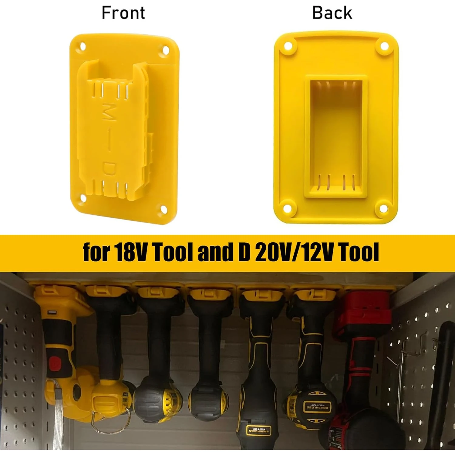 5 paquetes de soporte de herramientas, estante de almacenamiento de montaje en pared para Dewalt 14,4 V-20V para dispositivos de fijación Milwaukee de 18V, soporte de herramientas de taladro - imagen 5