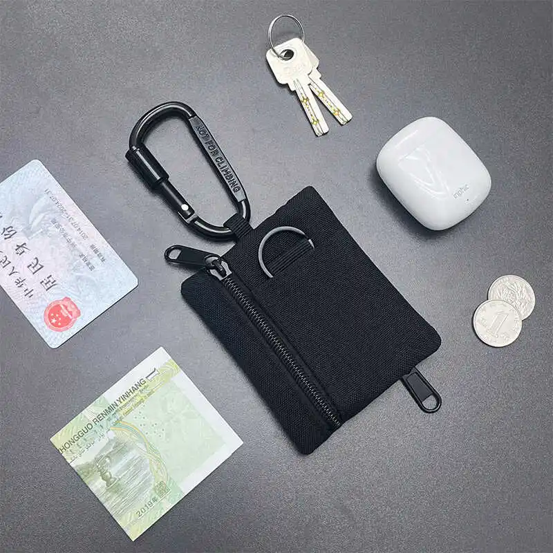 Monedero al aire libre con cremallera, bolsa para llaves, bolsa de almacenamiento deportiva con cremallera de lona, bolsa colgante pequeña, bolsa para tarjetas - imagen 5