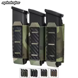 OphidianTac-funda magnética para pistola Triple, Molle, funda elástica para revista de 9mm con Panel de bucle interior, portador magnético rígido cortado con láser