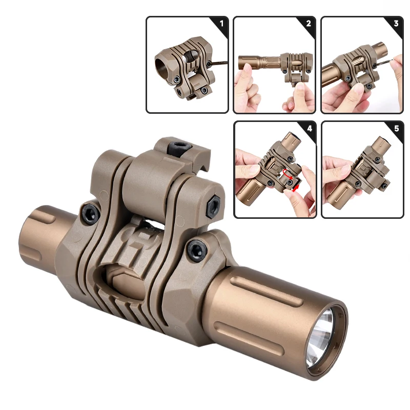 Wadsn-Linterna de mano táctica de Metal PLH V2, 1300 lúmenes, caza, Airsoft, arma, luz de explorador con Clip de antorcha, Ajuste rápido para casco - imagen 5