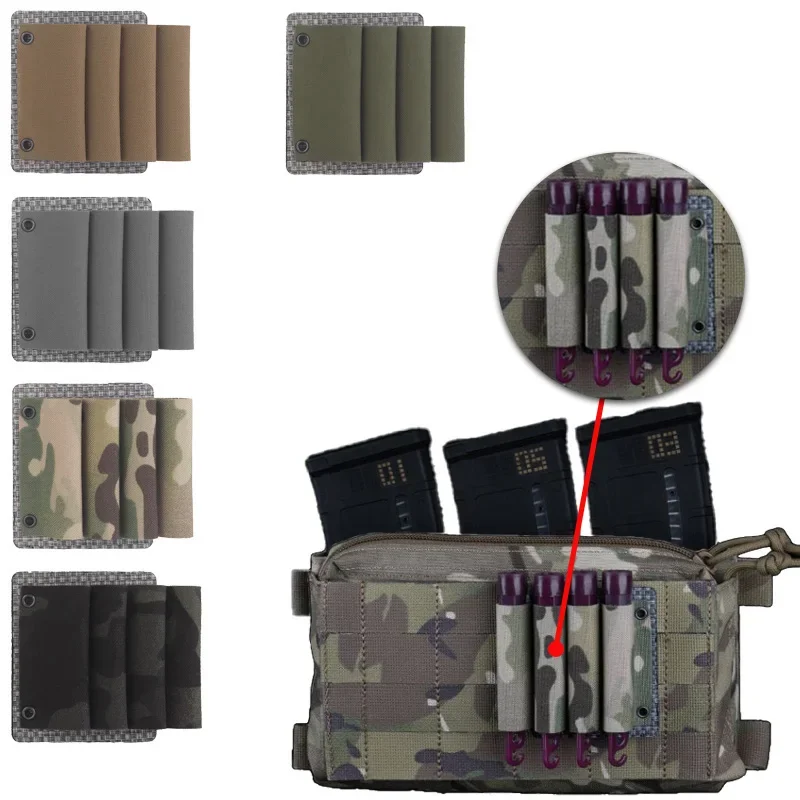 Equipo táctico Molle Glow Stick bolsa para conchas de escopeta, paquete de 4 soportes de luz Chem bolsa de almacenamiento accesorios de caza