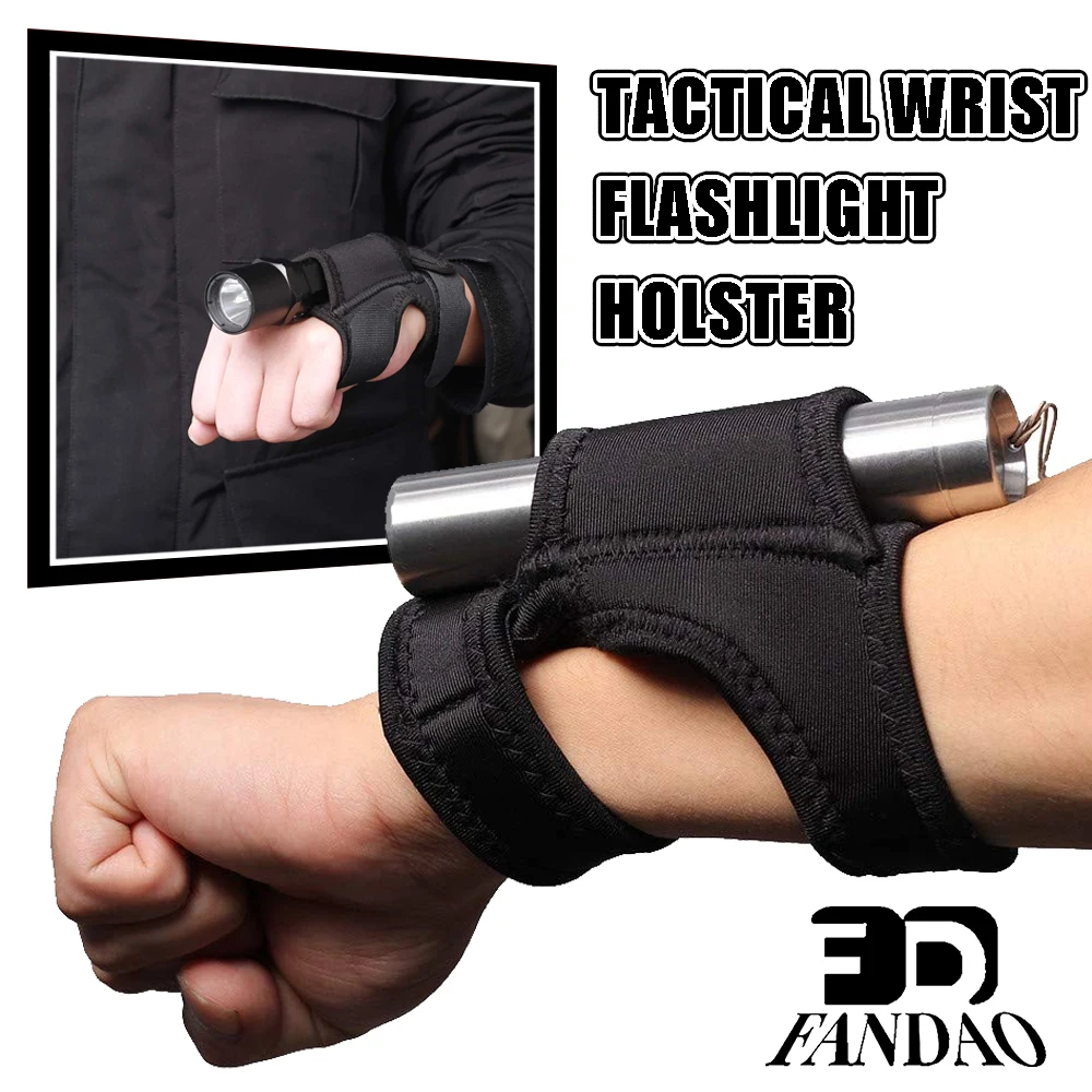 Funda táctica para linterna de muñeca, soporte de montaje para brazo de antorcha de buceo compacto ajustable para linterna de 25-30mm caza subacuática