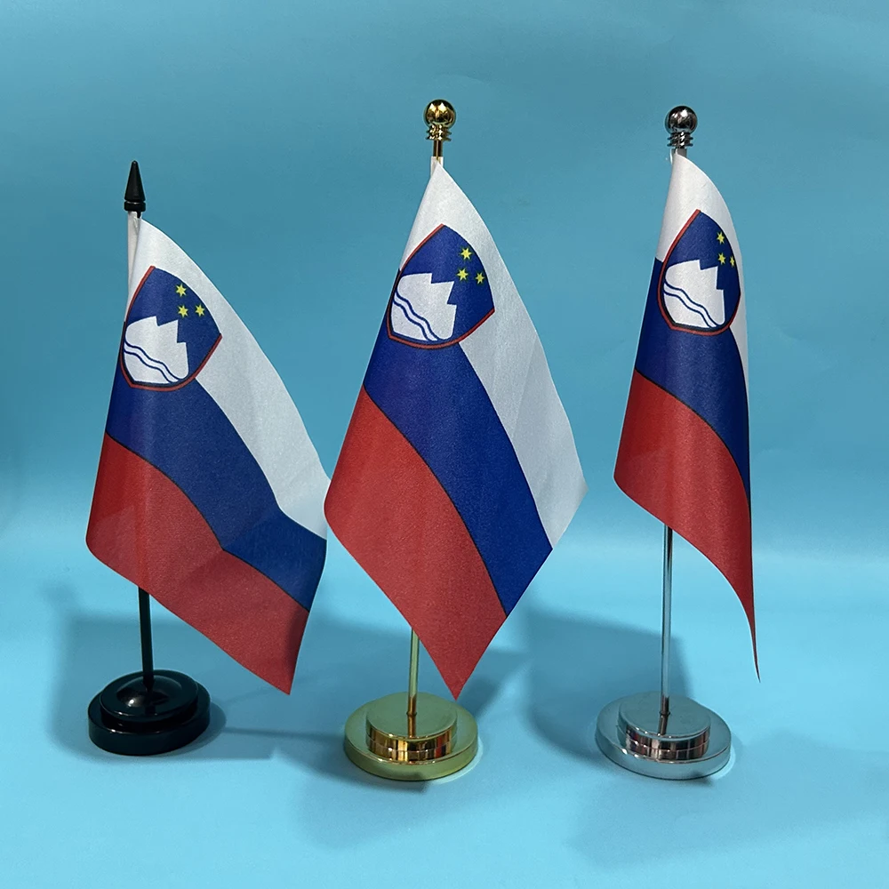 BANDERA DE SKY Bandera de escritorio de oficina Bandera de Eslovaenia 14x21 cm Adornos de escritorio Banner Banderas nacionales de la República de Eslovaenia